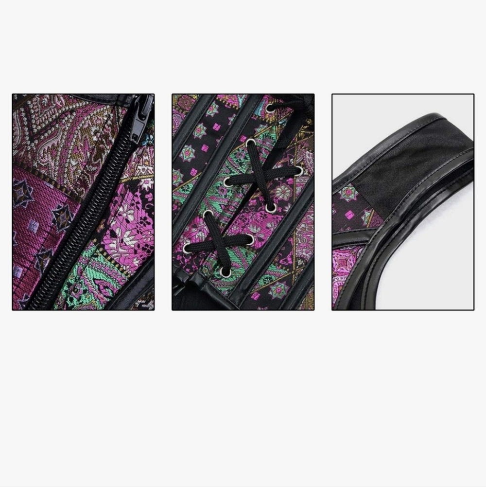 Elegant Jacquard Patchwork Corset Bustier Bodyshaper. Size 6XL. - Picture 6 of 9